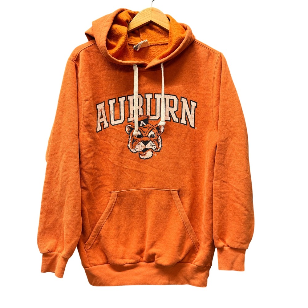 Auburn Tigers Hoodie Mens Small Vintage Fleece Orange NCAA MV Sport Pullover
